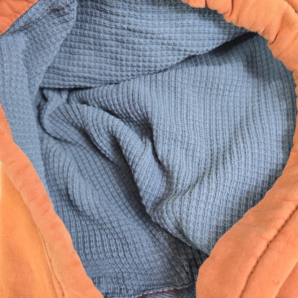 Vintage Y2K Fit American Eagle Hoodie Men Medium Orange Full Zip Distressed Hobo - Picture 12 of 16